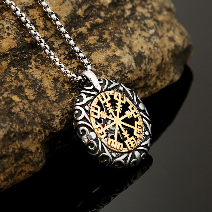 Nordic Rune Hollow Vegvisir Necklace