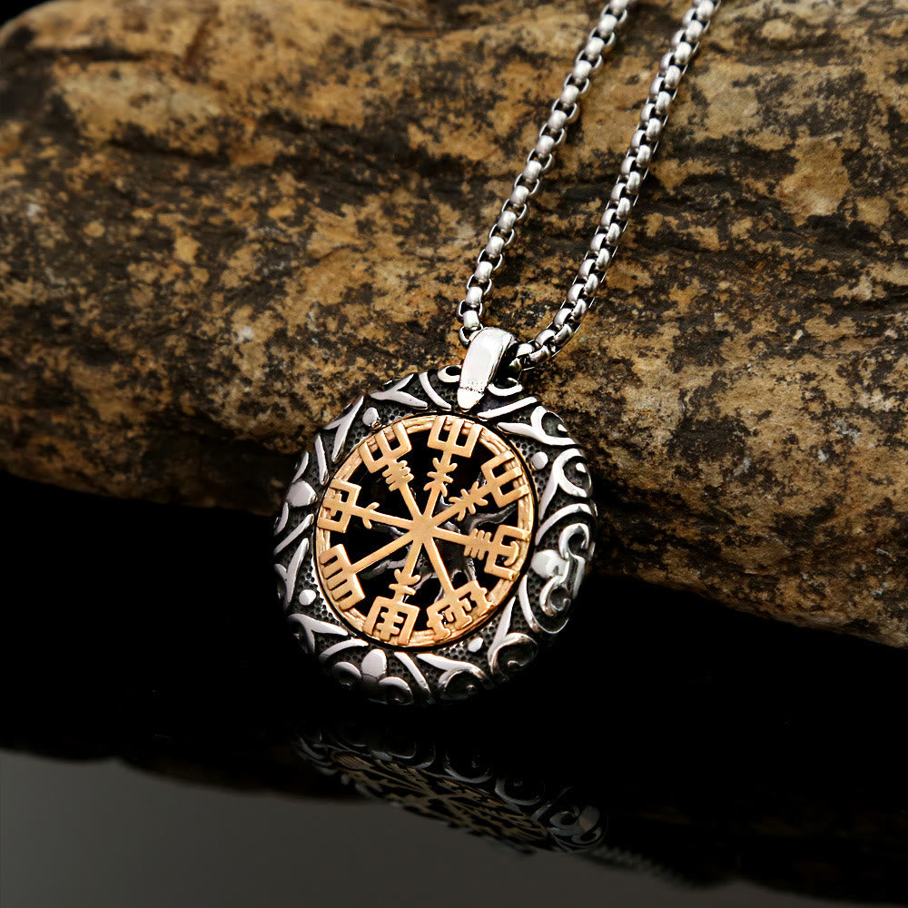 Nordic Rune Hollow Vegvisir Necklace