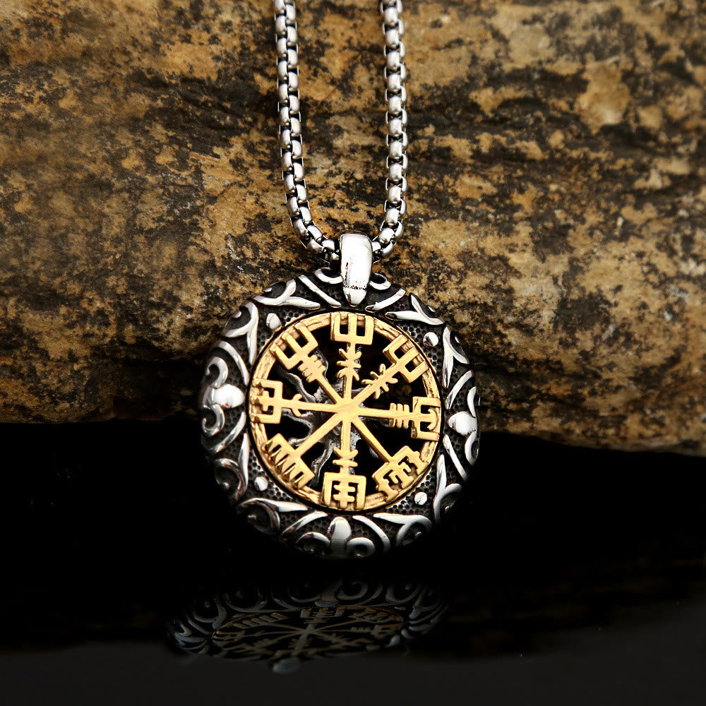 Nordic Rune Hollow Vegvisir Necklace