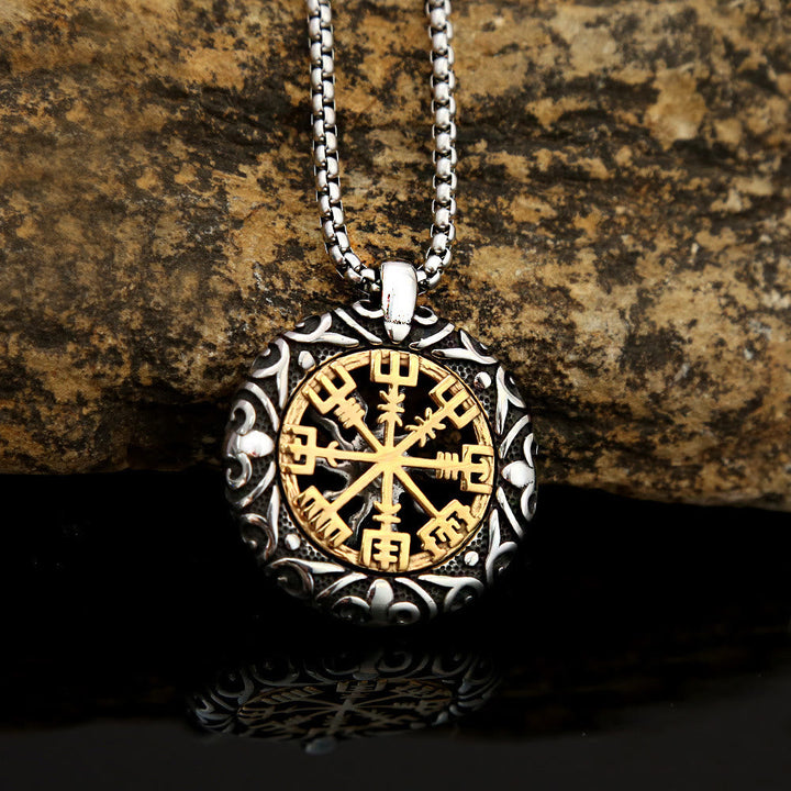 Nordic Rune Hollow Vegvisir Necklace