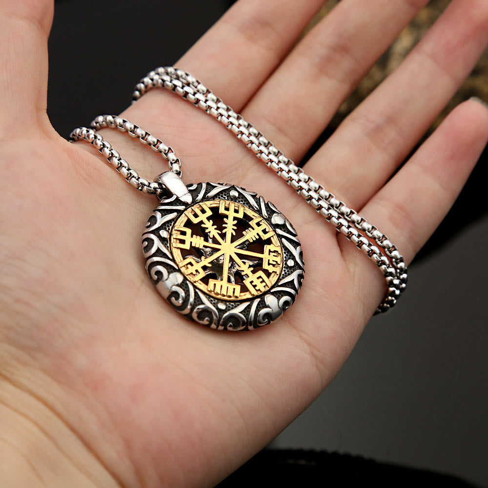Nordic Rune Hollow Vegvisir Necklace