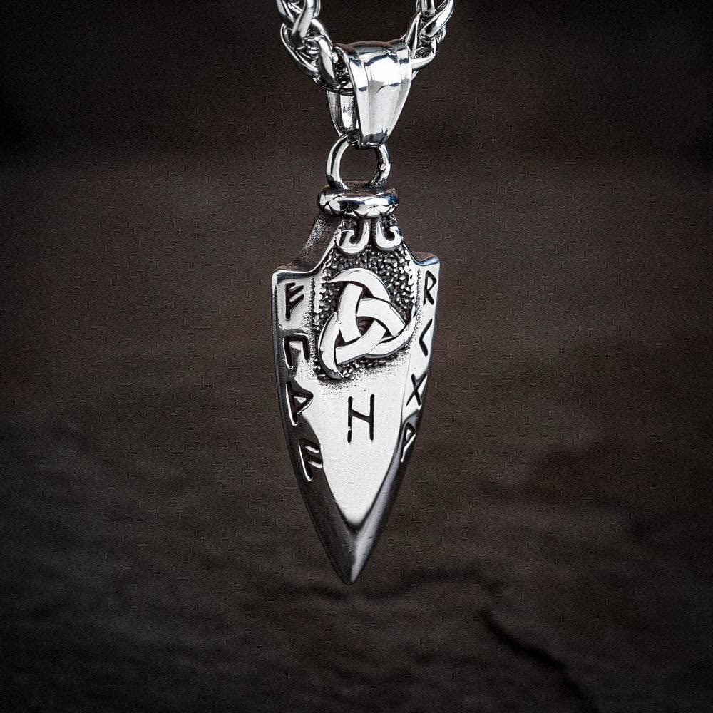 Spear Rune Triple Horn Of Odin Necklace