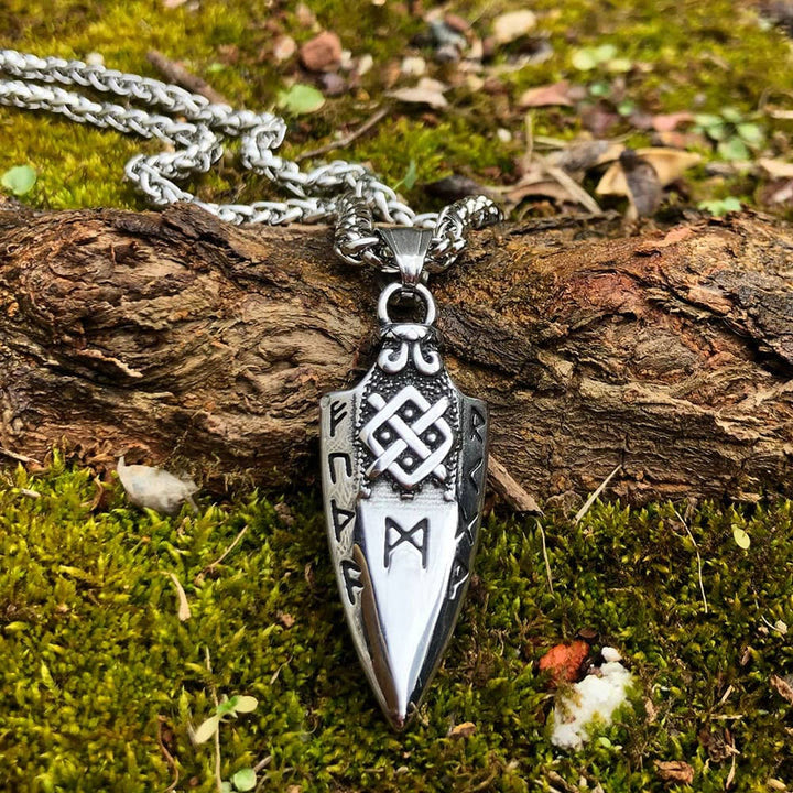Spear Rune Triple Horn Of Odin Necklace