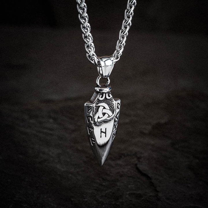 Spear Rune Triple Horn Of Odin Necklace
