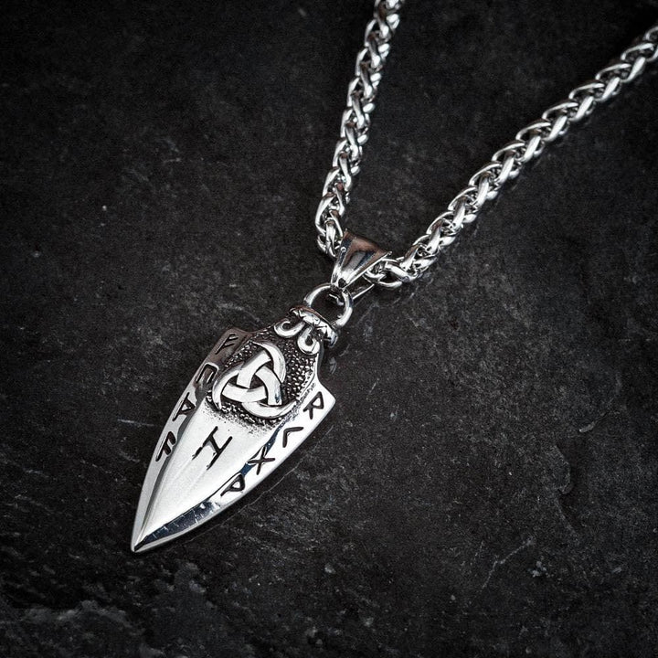 Spear Rune Triple Horn Of Odin Necklace