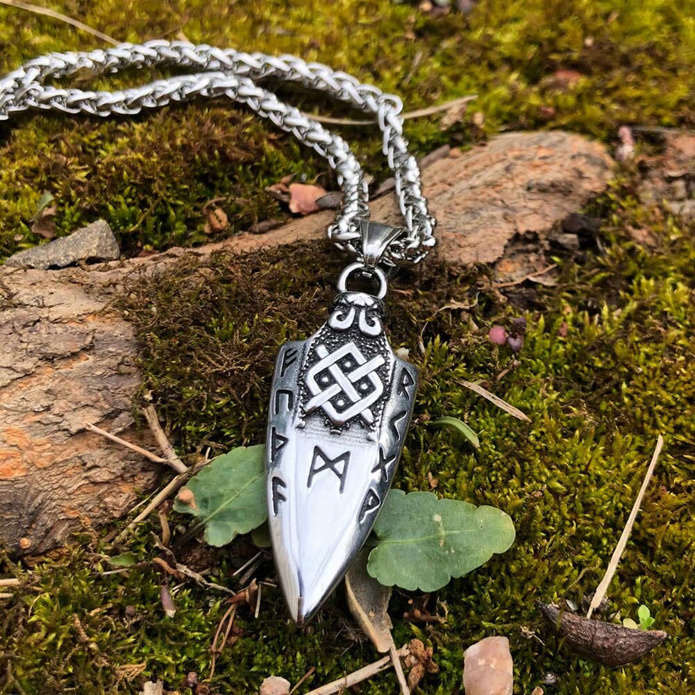 Spear Rune Triple Horn Of Odin Necklace