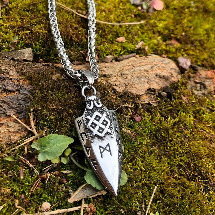 Spear Rune Triple Horn Of Odin Necklace