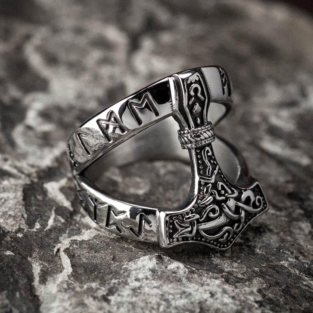 Bold Viking Open Mjolnir Hammer Ring