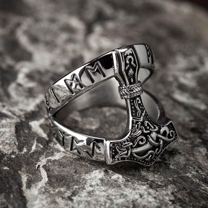 Bold Viking Open Mjolnir Hammer Ring