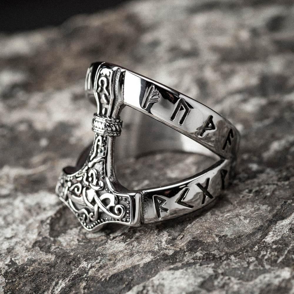Bold Viking Open Mjolnir Hammer Ring