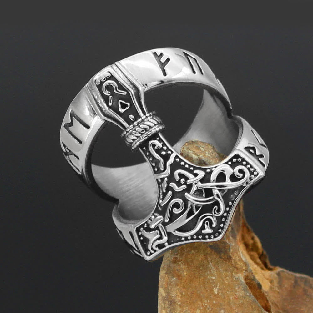Bold Viking Open Mjolnir Hammer Ring