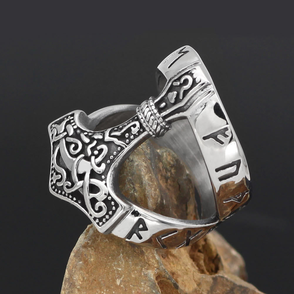Bold Viking Open Mjolnir Hammer Ring