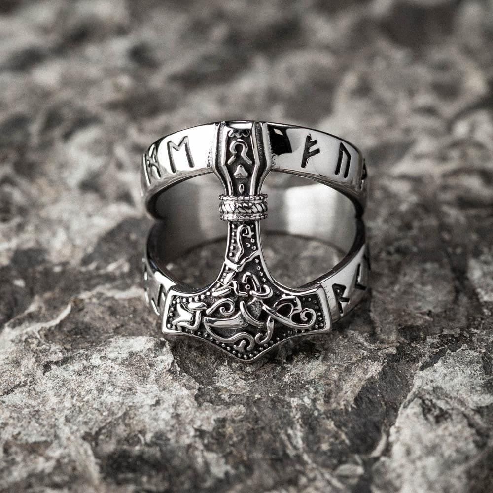 Bold Viking Open Mjolnir Hammer Ring
