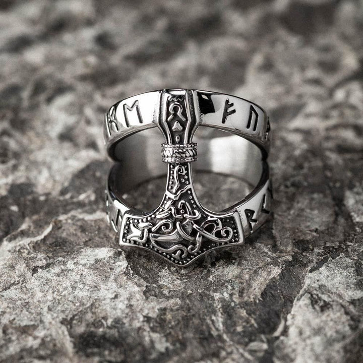 Bold Viking Open Mjolnir Hammer Ring