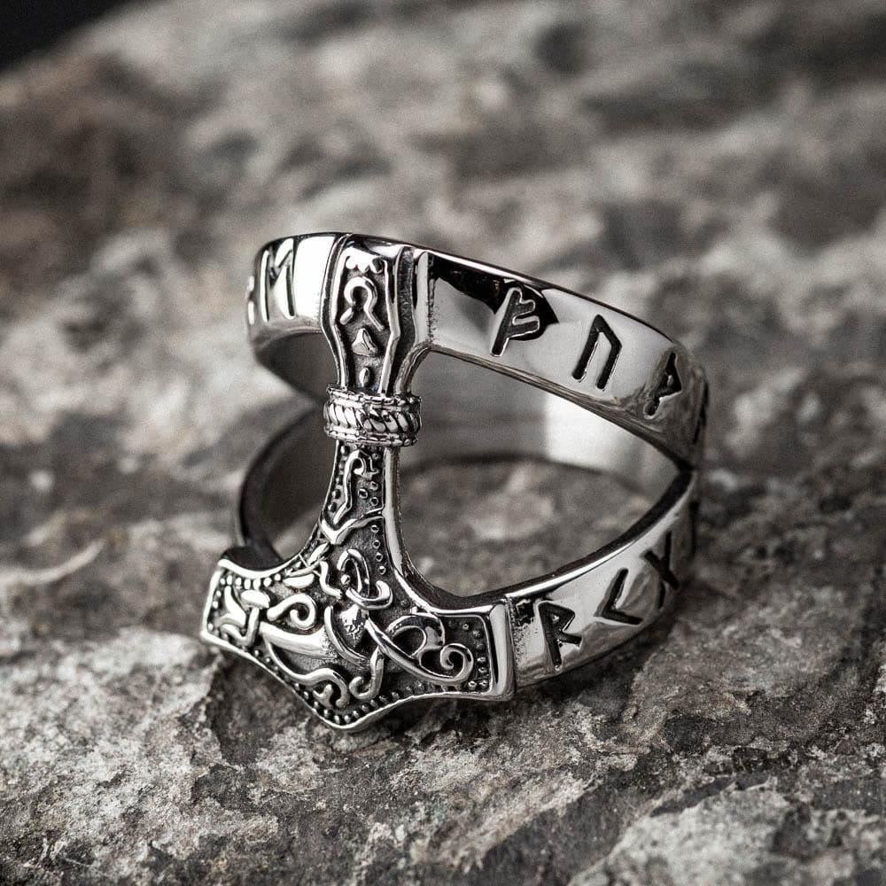 Bold Viking Open Mjolnir Hammer Ring
