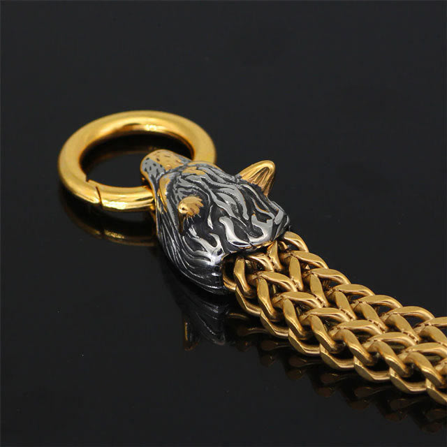 Nordic Fenrir Majestic Wolf Head Chain Bracelet