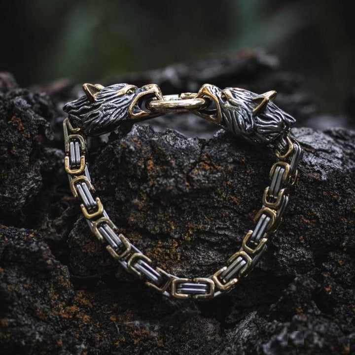 Nordic Geri And Freki Wolves Bracelet
