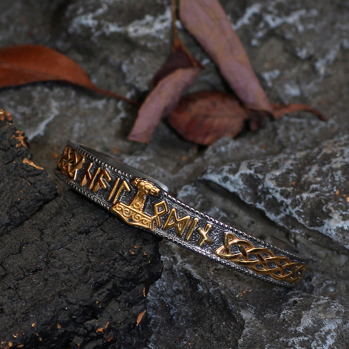 Celtic Knot Mjolnir Runes Stainless Steel Viking Bracelet