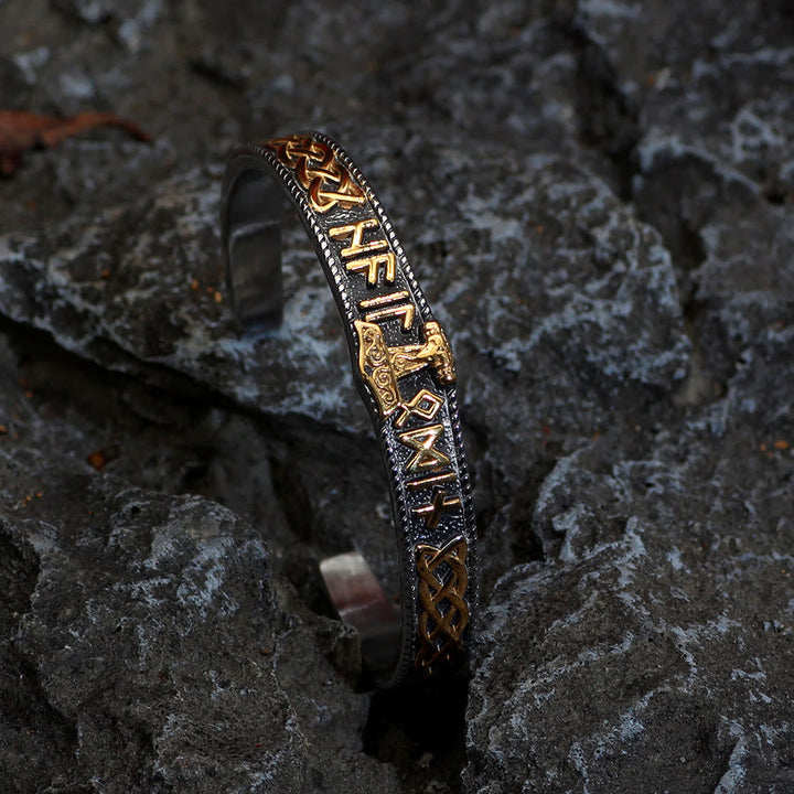Celtic Knot Mjolnir Runes Stainless Steel Viking Bracelet