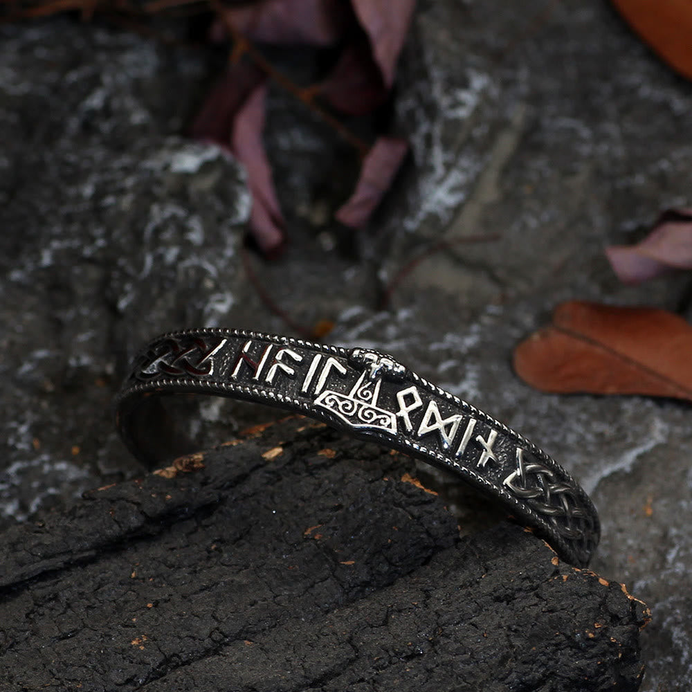 Celtic Knot Mjolnir Runes Stainless Steel Viking Bracelet