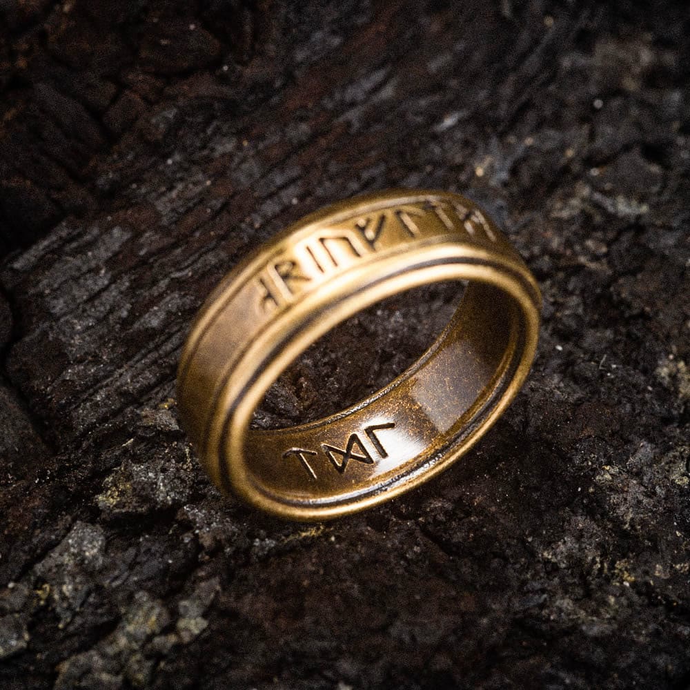 Retro Bronze Rune Stainless Steel Ring
