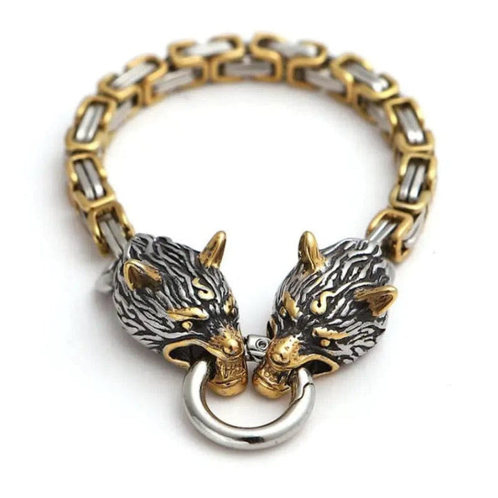 Nordic Geri And Freki Wolves Bracelet