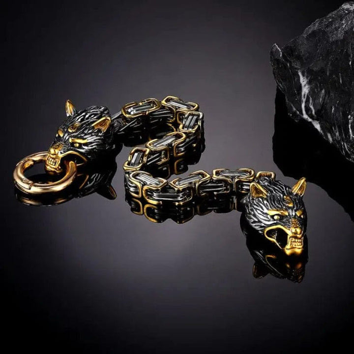 Nordic Geri And Freki Wolves Bracelet