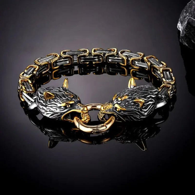 Nordic Geri And Freki Wolves Bracelet