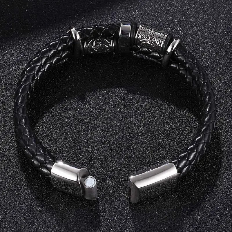 Celtic Knot And Viking Compass Stainless Steel Bracelet
