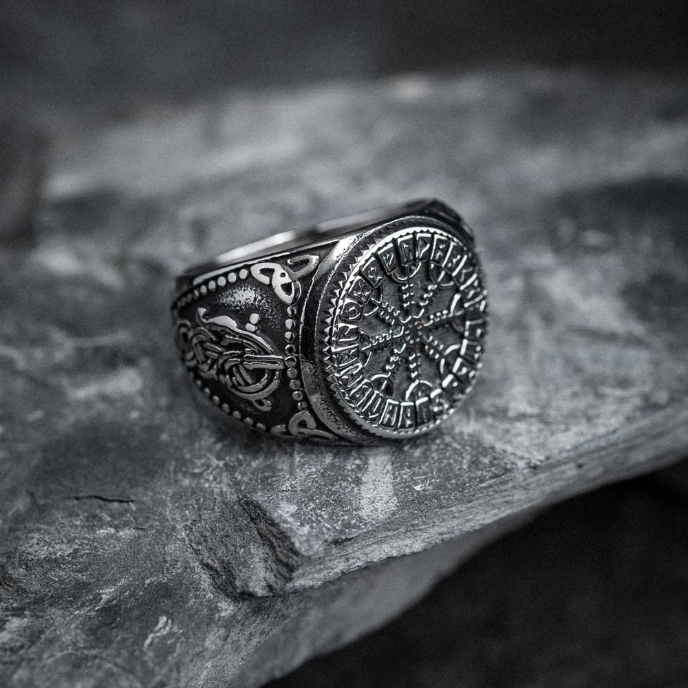 Helm Of Awe Rune And Triquetra Amulet Ring