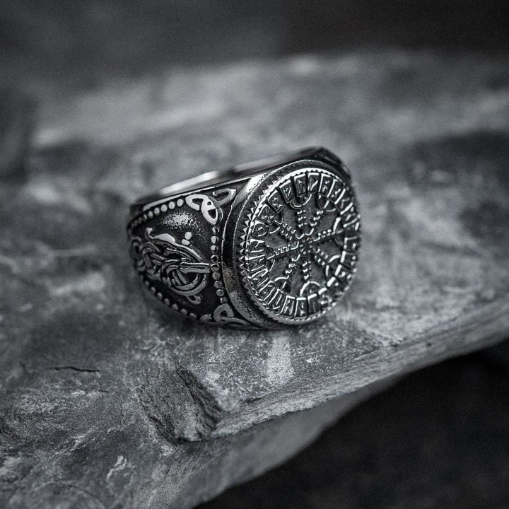 Helm Of Awe Rune And Triquetra Amulet Ring