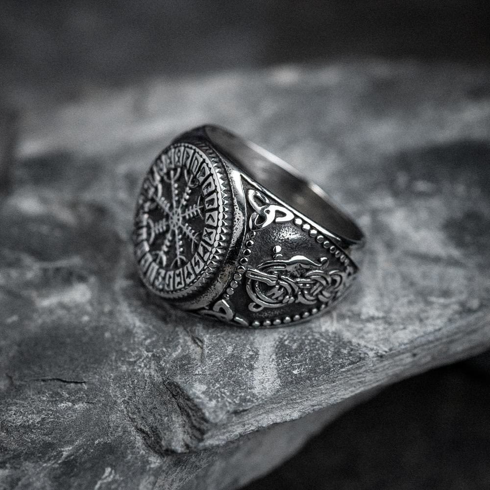Helm Of Awe Rune And Triquetra Amulet Ring