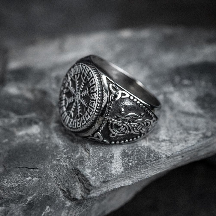 Helm Of Awe Rune And Triquetra Amulet Ring