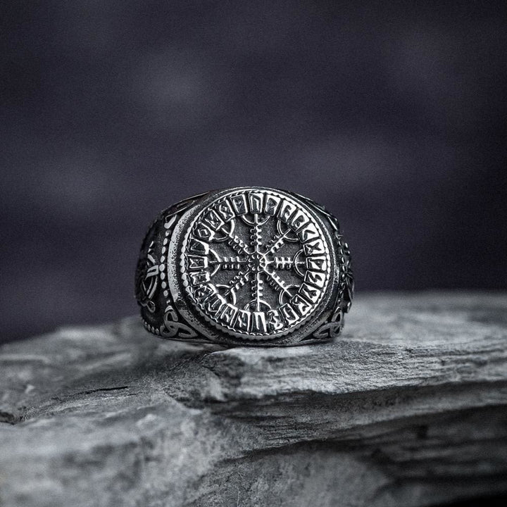 Helm Of Awe Rune And Triquetra Amulet Ring