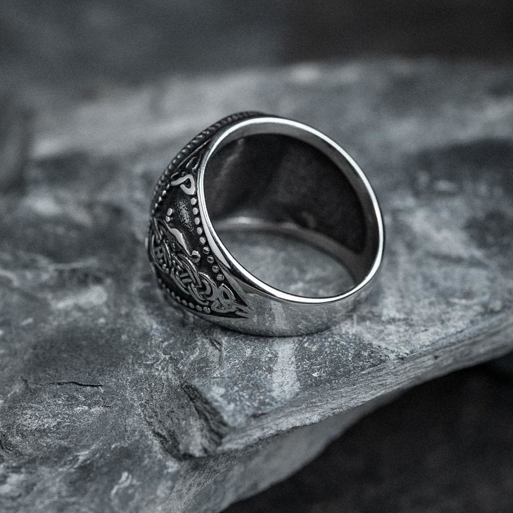 Helm Of Awe Rune And Triquetra Amulet Ring