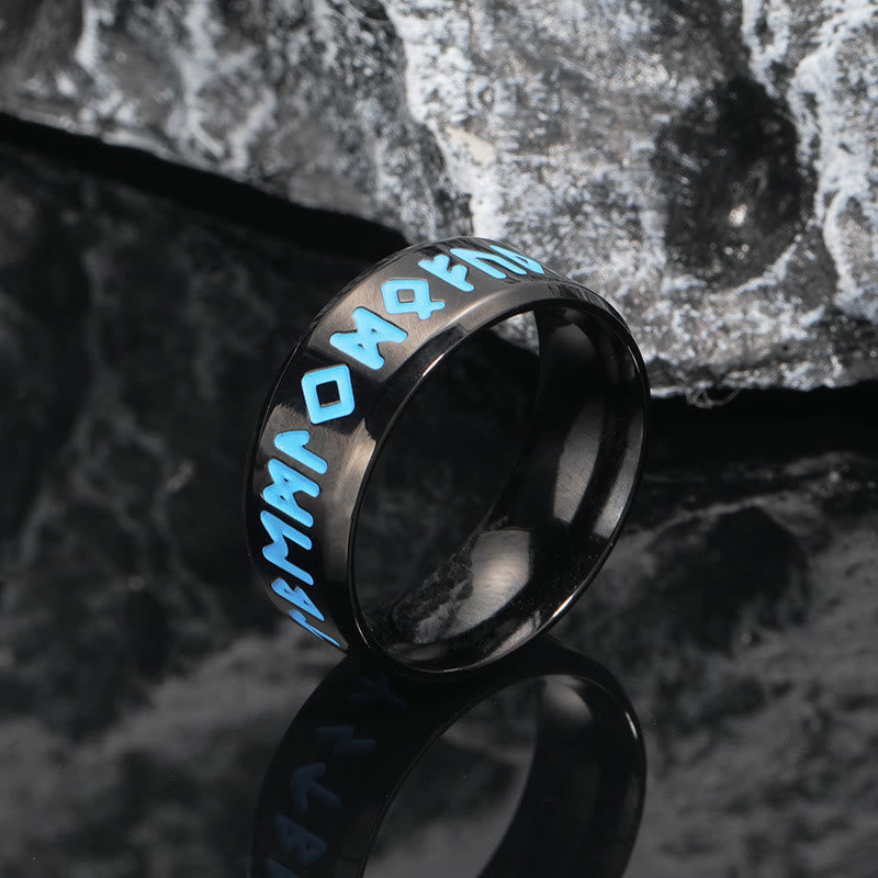 Inner Arc Mirror Etching Nordic Rune Ring