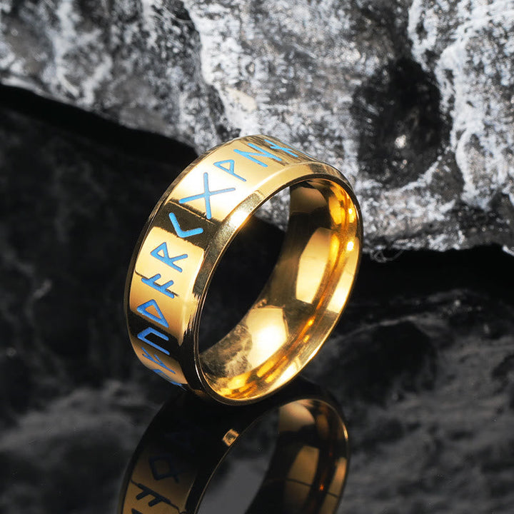 Inner Arc Mirror Etching Nordic Rune Ring