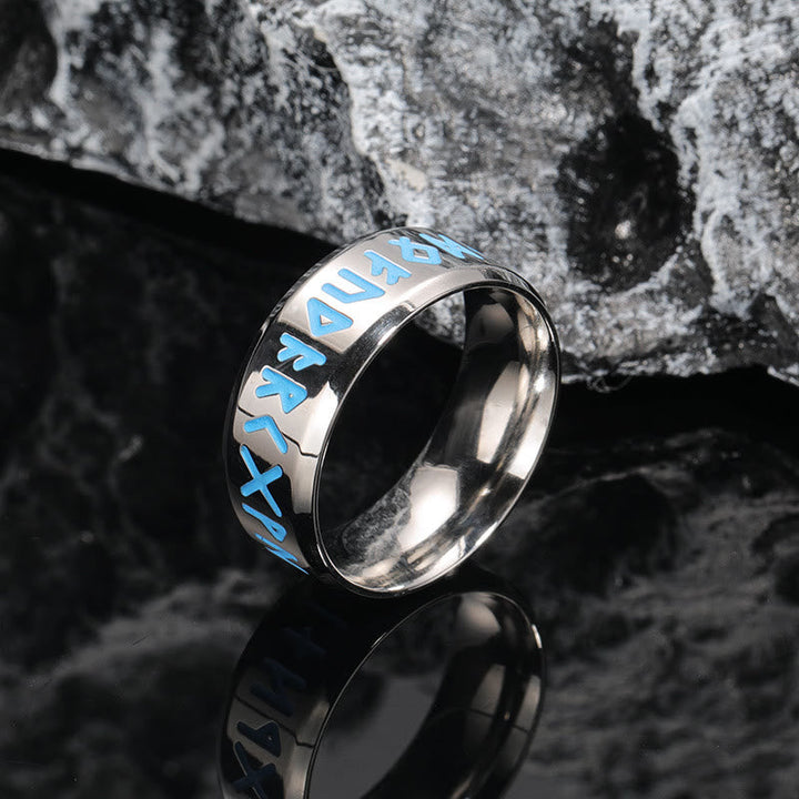Inner Arc Mirror Etching Nordic Rune Ring