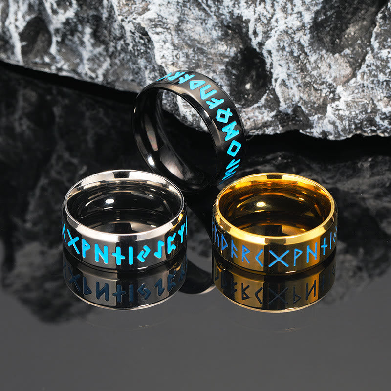 Inner Arc Mirror Etching Nordic Rune Ring