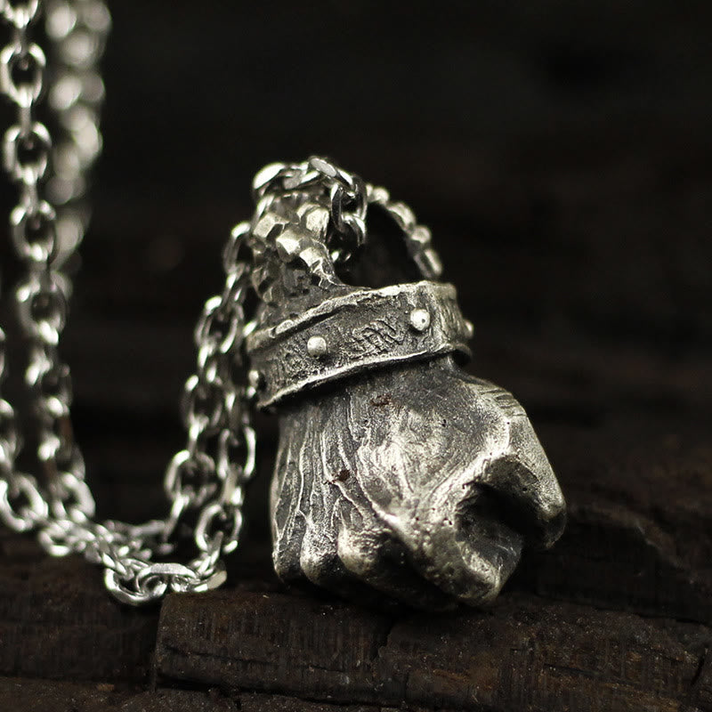 Powerful Fist of Fate Hammering Gesture Necklace