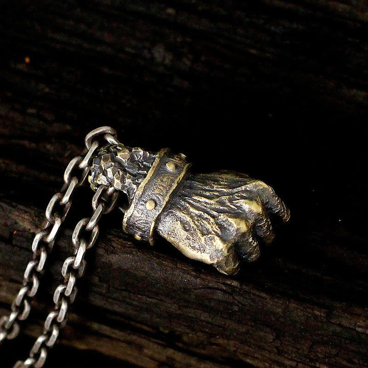 Powerful Fist of Fate Hammering Gesture Necklace
