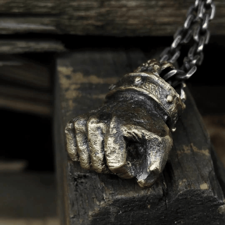 Powerful Fist of Fate Hammering Gesture Necklace