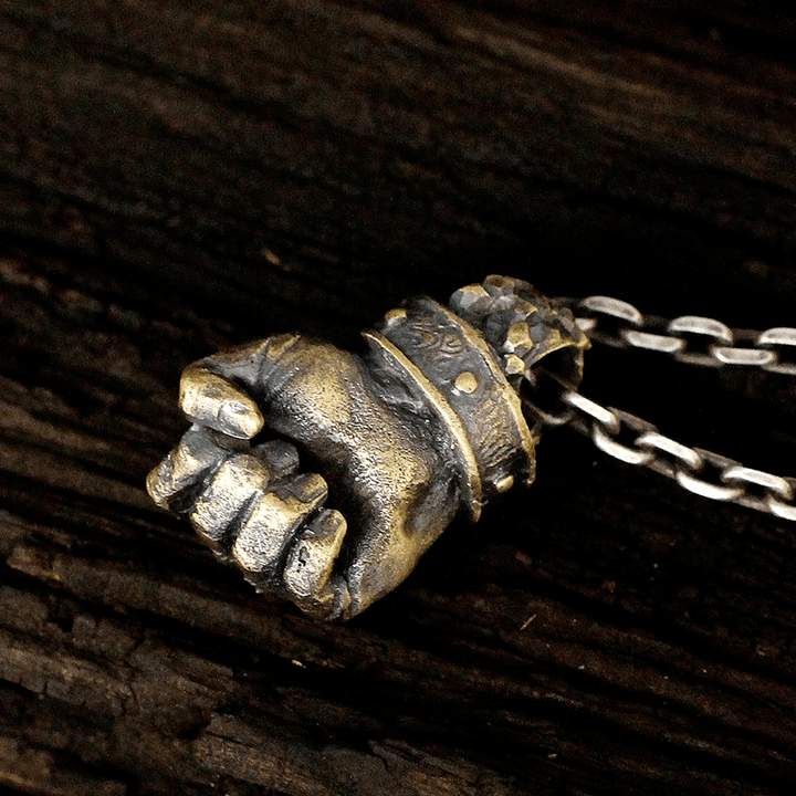 Powerful Fist of Fate Hammering Gesture Necklace