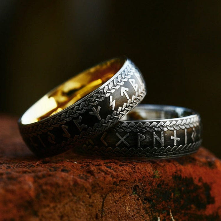 Nordic Rune Braided Pattern Viking Ring
