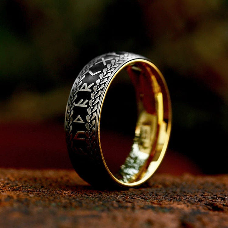 Nordic Rune Braided Pattern Viking Ring