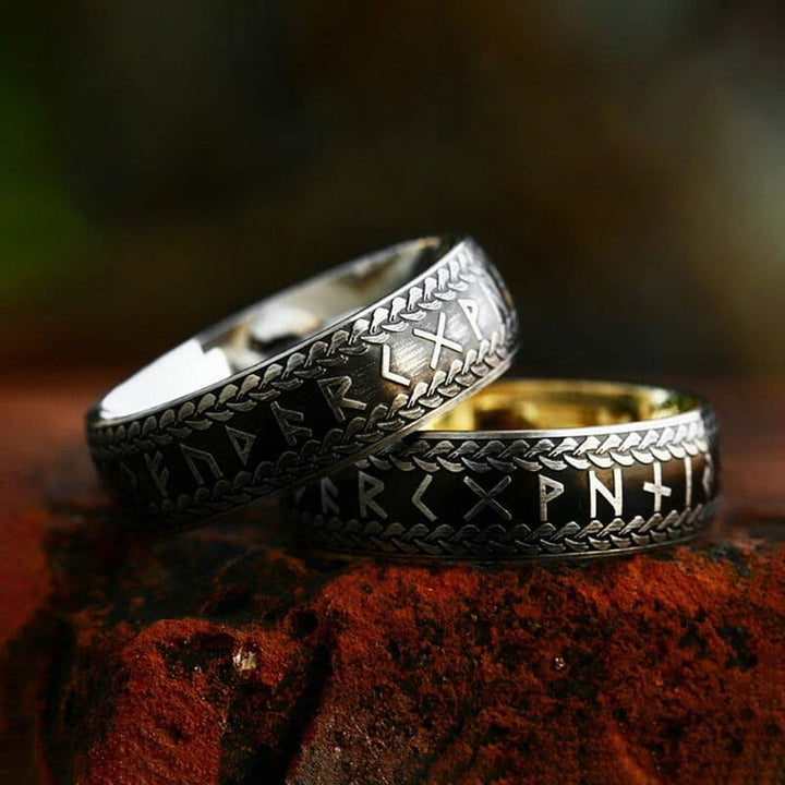 Nordic Rune Braided Pattern Viking Ring