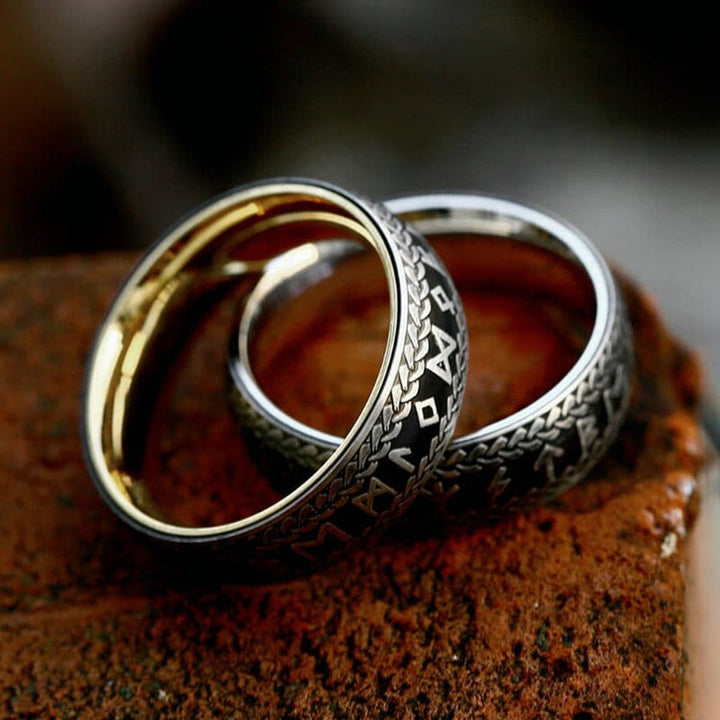 Nordic Rune Braided Pattern Viking Ring