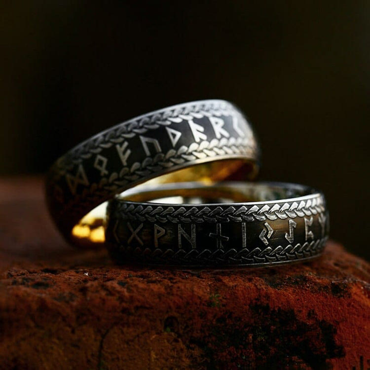 Nordic Rune Braided Pattern Viking Ring