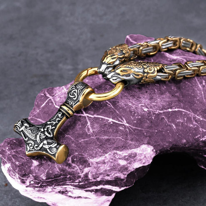 Fenrir Viking Thor's Hammer Necklace & Bracelet