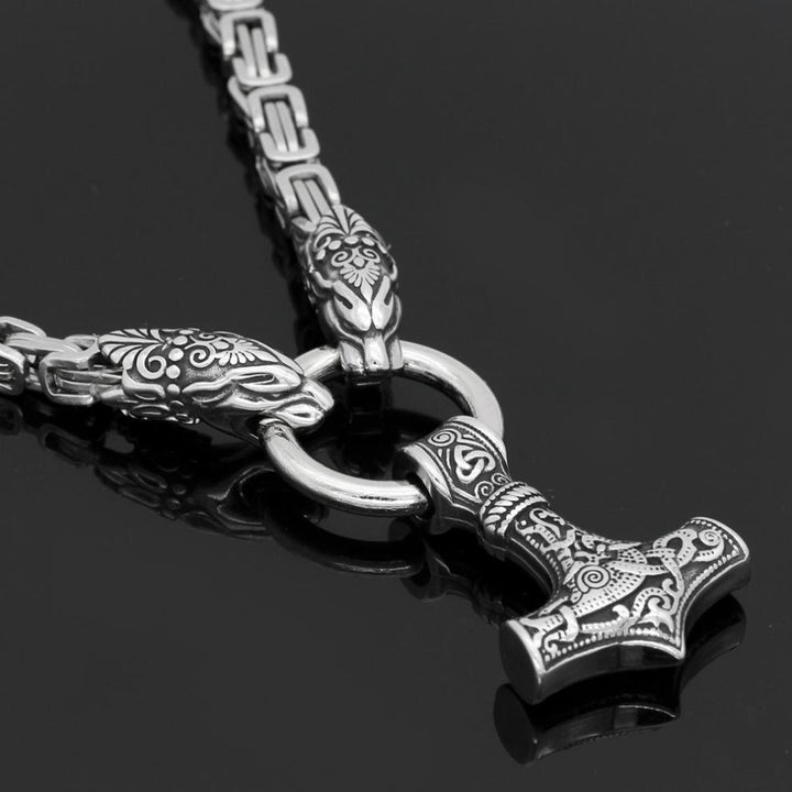 Fenrir Viking Thor's Hammer Necklace & Bracelet